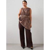 The Very Collection Curve Asymmetric Trim Tunic - Brown
