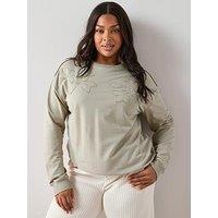 The Very Collection Curve Floral Applique Sweatshirt - Green