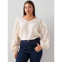 The Very Collection Curve Ruffle Blouse - Ivory