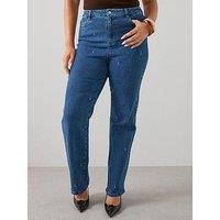 The Very Collection Curve Rhinestone Straight Leg Jean - Blue