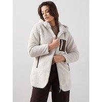 The Very Collection Curve Contrast Fleece Jacket - Beige