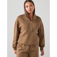 The Very Collection Curve Half Zip Sweat Co-Ord - Olive