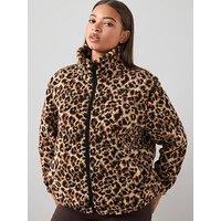 The Very Collection Curve Animal Print Fleece Jacket - Multi