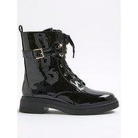 River Island Lace Up Chunky Boots - Black