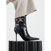 River Island Metal Hardware Heel Ankle Boot - Black
