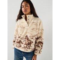 Levi'S Kasey Sherpa Pullover - Wild Horses Landscape For Outerwear - Whisper White/Beige