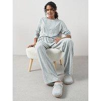The Very Collection Cable Knit Long Sleeve And Wide Leg Lounge Set - Grey