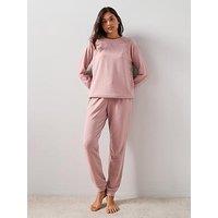 The Very Collection Marl Soft Touch Sweatshirt And Jogger Loungewear Set - Pink