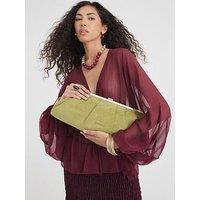 River Island Suedette Oversized Clutch Bag - Green