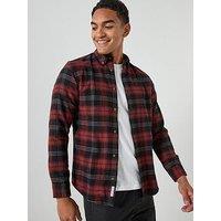 Jack & Jones Barkley Flannel Long Sleeve Check Shirt - Dark Red