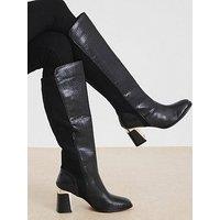 River Island Metal Heel Knee High Boot - Black