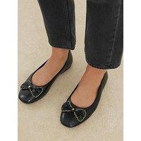 River Island Chain Bow Ballerina - Black