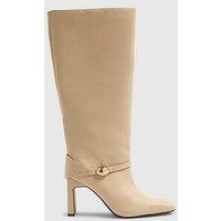 River Island Straight Highleg Hardware Boot - Beige