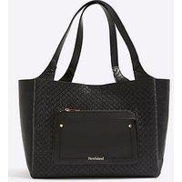 River Island Pocket Front Embossed Shopper Bag - Black