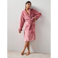 The Very Collection Fur Trim Dressing Gown - Pink