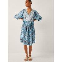 Monsoon Aine Print Dress - Blue