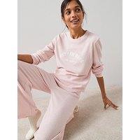 The Very Collection Waffle Textured Henley And Jogger Loungewear Set - Pink