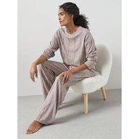The Very Collection Cable Knit Long Sleeve And Wide Leg Lounge Set - Brown