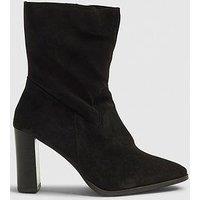 River Island Suede Heeled Ankle Boot - Black
