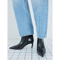 River Island Wide Point Kitten Heel Boot - Black