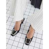 River Island Croc Buckle Slingback - Black