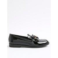 River Island Patent Tassel Loafer - Black