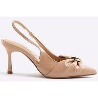 River Island Ruched Hardware Slingback - Beige