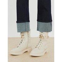 River Island Lace Up Chunky Boot - White