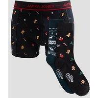 Jack & Jones Mistletoe Trunks And Socks Christmas Giftbox - Black
