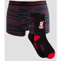 Jack & Jones Reindeer Trunks And Socks Christmas Giftbox - Black