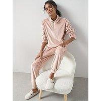 The Very Collection Velour Half Zip Fleece And Jogger Loungewear Set - Blush