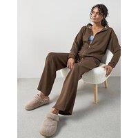 The Very Collection High Neck Zip Through Loungewear Set - Brown