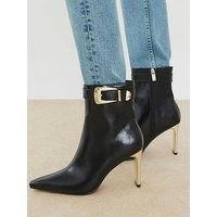 River Island Metal Heel Point Toe Boot - Black