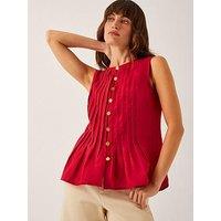 Monsoon Monica Pleat Top - Red