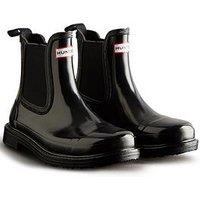 Hunter Chelsea Commando Gloss Wellington Boot-Black