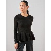 The Very Collection Crew Neck Peplum Jumper With Wool - Black