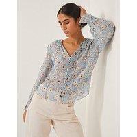 Monsoon Chloe Ruffle Blouse - Blue
