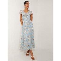 Monsoon Chloe Ruffle Dress - Blue