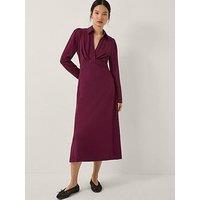 Monsoon Polly Ponte Midi Dress - Burgundy