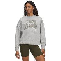 Under Armour Womens Training Rival Fleece Oversized Varsity Crew Sweat - Grey