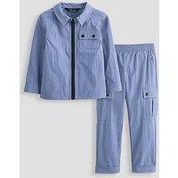 The Very Collection Boys Smart Zip Up Pocket Detail Top And Trousers Set - Blue