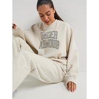 Under Armour Womens Training Rival Fleece Oversized Varsity Crew Sweat - White