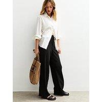 New Look Black Linen Look Wide Leg Trousers