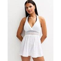 New Look Lace Insert Cover Up Playsuit - White