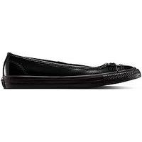 Converse Womens Chuck Taylor All Star Dainty Ballerina Patent Leather Slip-On - Black