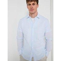 Mango Kissos Long Sleeve Striped Smart Shirt - Light Blue