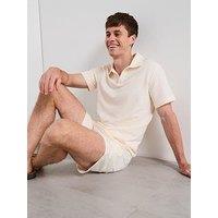Mango Serpolo Short Sleeve Textured Polo Shirt - Light Beige