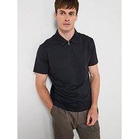 Mango Carle Zip Neck Short Sleeve Polo Shirt - Navy