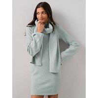 The Very Collection Cosy Yarn 2 In 1 Mini Dress With Wool - Mint Green