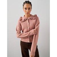 The Very Collection Frill Collared Cardigan With Wool - Pink